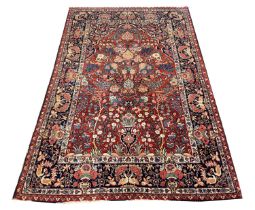 ANTIQUE KASHAN RUG, 196cm x 130cm.