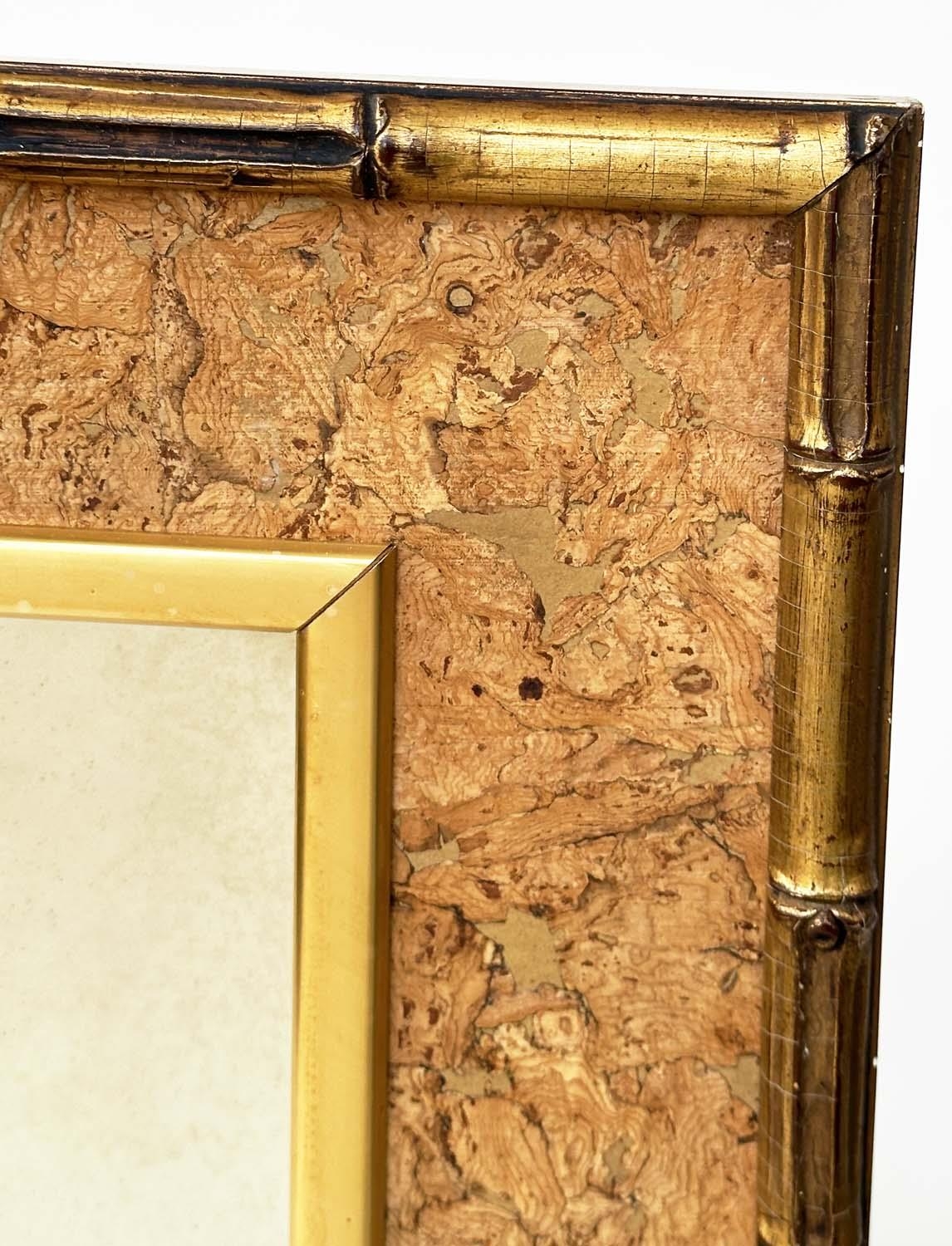 WALL MIRROR, rectangular with burr veneer panelling and gilt faux bamboo frame, 62cm W x 98cm h. - Image 3 of 3