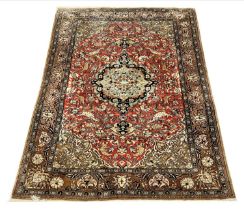 QUM SILK RUG, 145cm x 106cm.