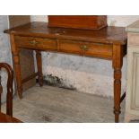 MAHOGANY 2 DRAWER HALL TABLE WITH BRASS HANDLES