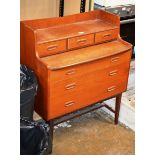 MID-CENTURY TEAK DRESSING CHEST WITH PULL OUT MIRROR