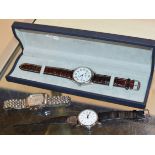 LONGINES GENTS WRIST WATCH ON LEATHER STRAP WITH PRESENTATION BOX, CITIZEN CHRONOGRAPH GENTS WRIST