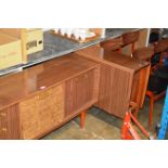 6 PIECE TEAK FINISHED DINING SET COMPRISING SIDEBOARD, GATE LEG TABLE & 4 CHAIRS