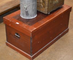 STAINED WOODEN BLANKET BOX