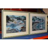PAIR OF 14½" X 21" FRAMED WATERCOLOURS - HARBOUR SCENES, BY W. DRUMMOND BONE