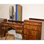MAHOGANY DRESSING TABLE WITH TRIPLE MIRROR & MATCHING 4 DRAWER CHEST