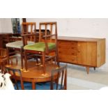 8 PIECE MID-CENTURY TEAK DINING ROOM SET COMPRISING SIDEBOARD, TABLE & 6 CHAIRS