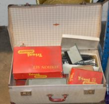 VINTAGE CASE WITH VARIOUS MODEL RAILWAY ACCESSORIES
