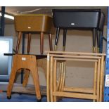 2 RETRO SEWING STOOLS & SMALL TROLLEY UNIT