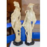 PAIR OF ORIENTAL RESIN FIGURINE DISPLAYS