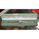 TUDOR LADIES 9 CARAT GOLD CASED WRIST WATCH ON 9 CARAT GOLD BRACELET