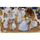 TRAY WITH VARIOUS NAO FIGURINE ORNAMENTS