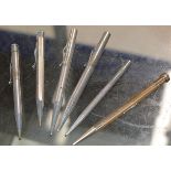5 VARIOUS STERLING SILVER PENCILS & ROLLED GOLD PENCIL