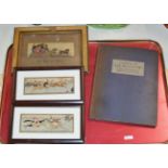 3 SMALL FRAMED SEWN PICTURES & GLIMPSES OF GLASGOW BOOK - A SERIES OF DRAWINGS BY ROBERT EADIE R.S.
