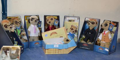 A COLLECTION OF NOVELTY SOFT TOY MEERKATS