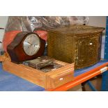 WALL CLOCK, MANTLE CLOCK, EP CIGARETTE CASE & BRASS FINISHED COAL BOX