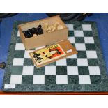 MARBLE CHESS BOARD WITH BOXED SET OF CHESS PIECES