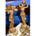 PAIR OF ART DECO STYLE COLD PAINTED FIGURINE ORNAMENTS