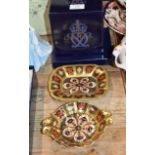 2 BOXED ROYAL CROWN DERBY IMARI PATTERN (1128) DISHES WITH ORIGINAL BOXES