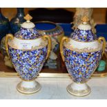 PAIR OF COALPORT LIDDED URN STYLE VASES