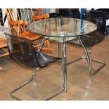 MODERN CHROME CAFÉ STYLE GLASS TOP TABLE WITH 2 CHAIRS