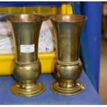 PAIR OF BRASS CHURCH VASES