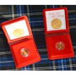 2 X PROOF 1980 HALF SOVEREIGN COINS WITH PRESENTATION BOXES