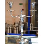 14" EDWARDIAN WEIGHTED STERLING SILVER CANDELABRA, WITH SHEFFIELD ASSAY MARKS, MAKER MARKS FOR