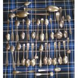 ASSORTED SILVER & PROVINCIAL SILVER CUTLERY WITH MAKERS / TOWNS INCLUDING DONALD FRYER OF INVERNESS,