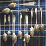 ASSORTED SILVER & PROVINCIAL SILVER CUTLERY INCLUDING TOWNS PERTH, ABERDEEN ETC