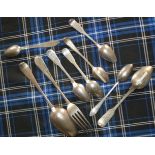ASSORTED SILVER & PROVINCIAL SILVER CUTLERY WITH MAKERS / TOWNS INCLUDING JOHN GARDEN OF ABERDEEN,