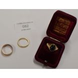 2 X 9 CARAT GOLD RINGS - APPROXIMATE WEIGHT = 5 GRAMS & 18 CARAT GOLD WEDDING BAND - APPROXIMATE