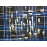 ASSORTED SILVER & PROVINCIAL SILVER CUTLERY WITH MAKERS / TOWNS INCLUDING JOHN HOGG OF PERTH,