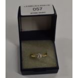 DIAMOND SOLITAIRE RING SET ON 18 CARAT GOLD BAND - APPROXIMATELY 0.5 CARATS