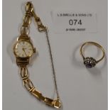 ASTRAL 9 CARAT GOLD CASED LADIES WRIST WATCH ON 9 CARAT GOLD BRACELET = APPROXIMATE WEIGHT = 11.5