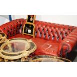 CHESTERFIELD OX BLOOD LEATHER 3 SEATER SETTEE