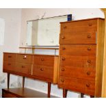 MID-CENTURY TEAK DRESSING TABLE WITH MATCHING 6 DRAWER CHEST