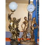 2 ORNATE GILT FINISHED FIGURINE TABLE LAMPS