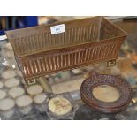 DECORATIVE CHINESE COPPER FINISHED TROUGH & 2 SMALL PICTURE FRAMES