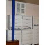 MODERN WHITE WICKER BEDROOM SET COMPRISING DOUBLE DOOR UNIT, SIDE BY SIDE 6 DRAWER CHEST, PAIR OF