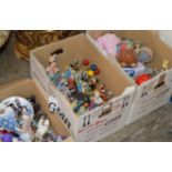 3 BOXES WITH VARIOUS CLOWN ORNAMENTS & FIGURINES