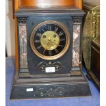 VICTORIAN SLATE & MARBLE STRIKING MANTLE CLOCK