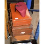 3 VARIOUS VINTAGE CASES & FEZ HAT