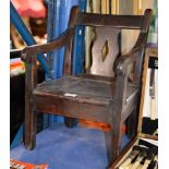 OLD MAHOGANY STAINED CHILD SIZE COMMODE CHAIR