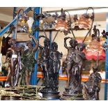 5 VARIOUS BRONZED FIGURINE TABLE LAMPS
