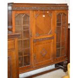 OAK DOUBLE DOOR COMBINATION BUREAU BOOKCASE