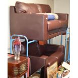 2 PIECE MODERN BROWN LEATHER LOUNGE SUITE