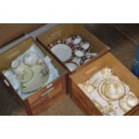3 BOXES WITH ASSORTED TEA WARE, ROYAL ALBERT ETC