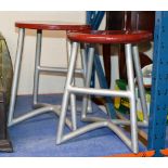 PAIR OF RETRO / VINTAGE METAL FRAMED STOOLS