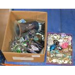 2 SMALL BOXES WITH ASSORTED GLASS ANIMAL ORNAMENTS, CIGARETTE LIGHTERS ETC